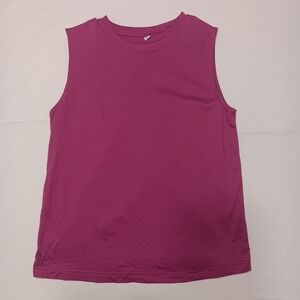 Uniqlo Womens Medium Tank Top Sleeveless Magenta 100%‎ Cotton Crew Neck Shirt
